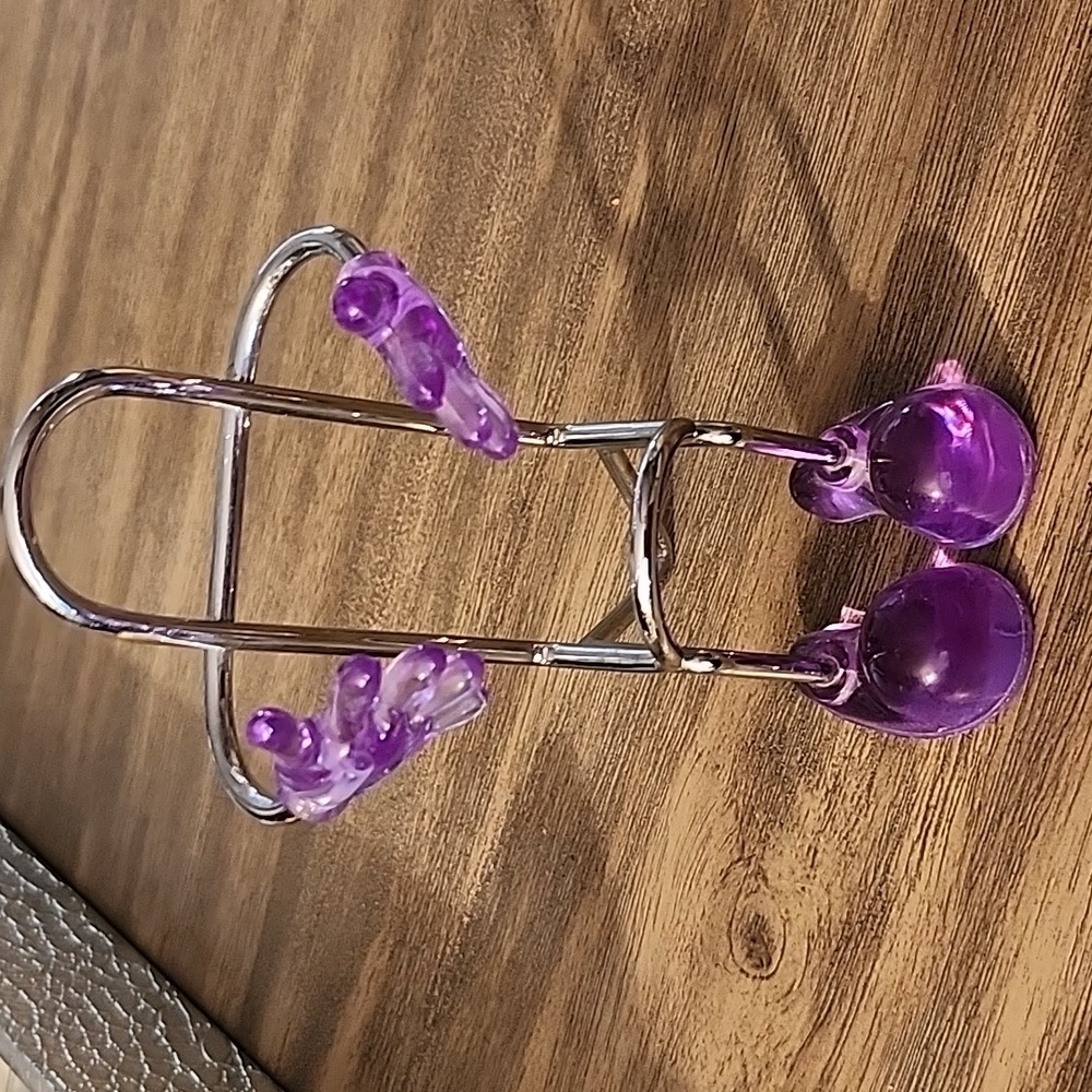 Purple and Silvertone Cell Phone Stand